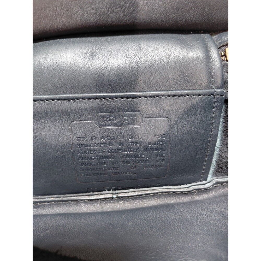 Vintage Coach Navy Blue Leather Trail Bag  Brass Hardware Detachable Strap USA - Picture 8 of 16